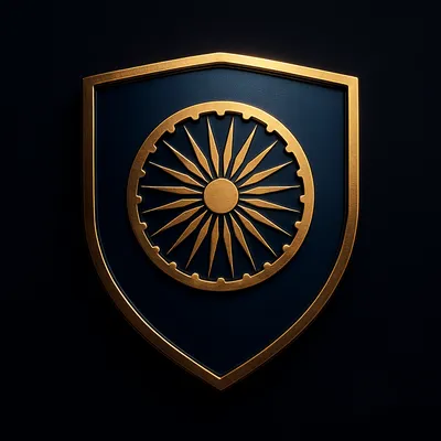 Royal blue and gold cricket franchise shield crest for live match odds