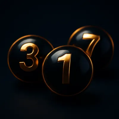 Golden numbered lottery spheres icon for instant draw games on cricket ID