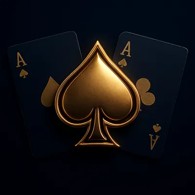 Metallic gold spade emblem and poker cards icon for cricket ID poker tables