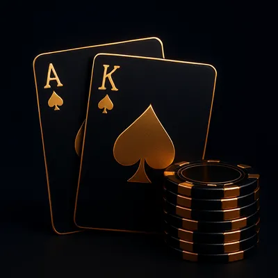 Golden playing cards and casino chips icon for table games on cricket ID