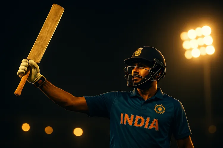 Indian batsman celebrating a six under stadium floodlights for exchange ID vs cricket ID guide