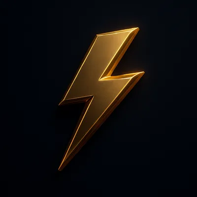 Flat 3D gold lightning bolt icon for fast 15-minute UPI cricket ID withdrawals